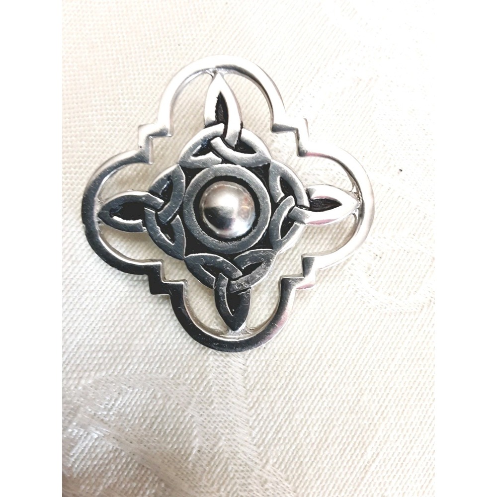 Pewter Celtic Knot Brooch Pin Silver Tone Cornwall England